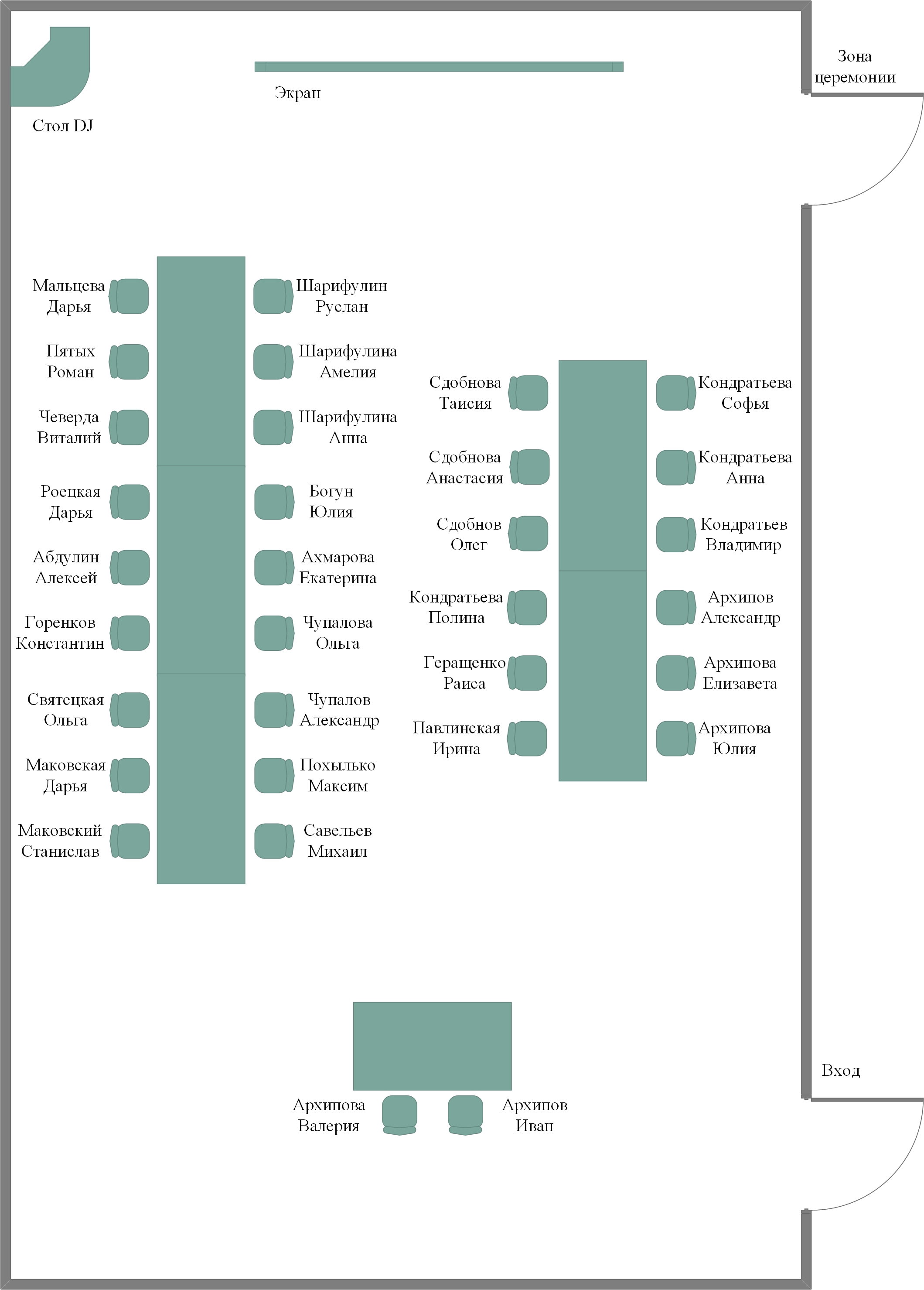 План рассадки гостей